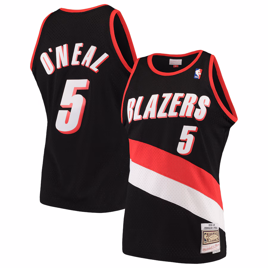 Men's Portland Trail Blazers Jermaine O'Neal Mitchell & Ness Black 1999/00 Hardwood Classics Swingman Jersey - Ujersey