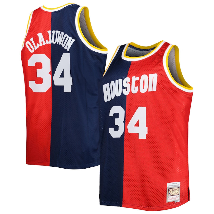 Men's Houston Rockets Mitchell & Ness Navy/Red Big & Tall Hardwood Classics 1993/94 Split Swingman Jersey - Ujersey