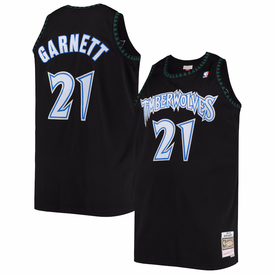 Men's Minnesota Timberwolves Kevin Garnett Mitchell & Ness Black 1997/98 Big & Tall Hardwood Classics Swingman Jersey - Ujersey