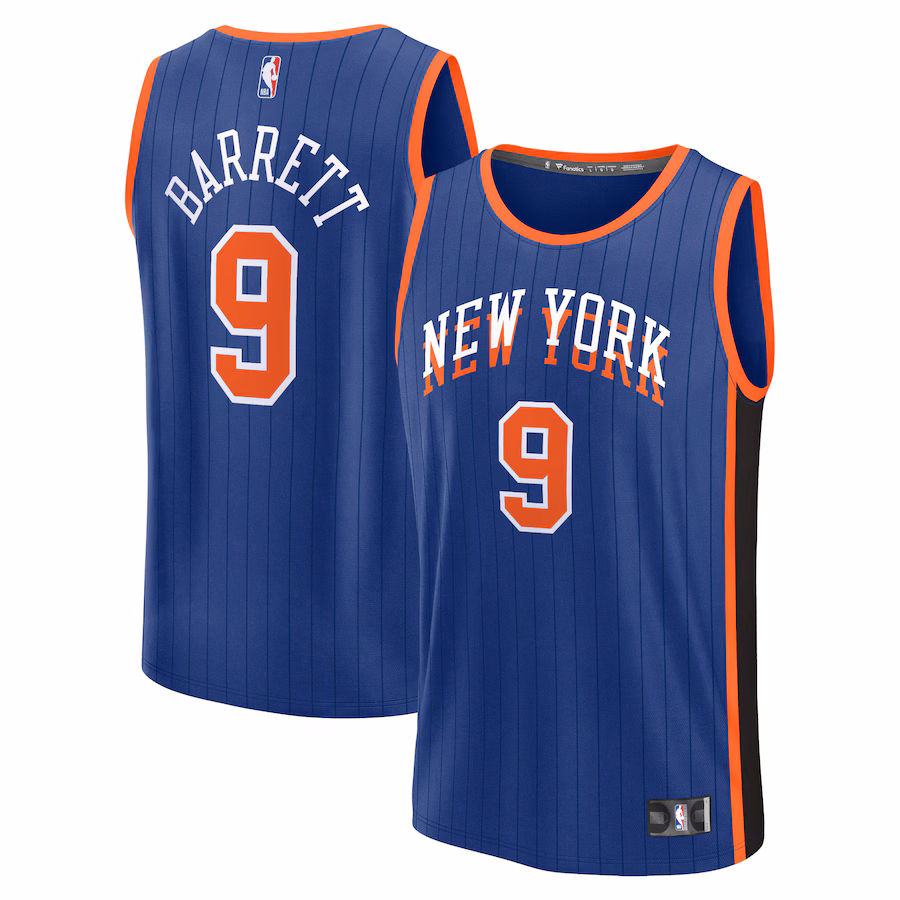 Men's New York Knicks RJ Barrett Fanatics Blue Fast Break Jersey - City Edition - Ujersey