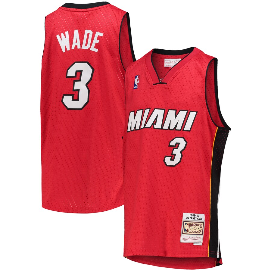 Youth Miami Heat Dwyane Wade Mitchell & Ness Red 2005/06 Hardwood Classics Swingman Jersey - Ujersey