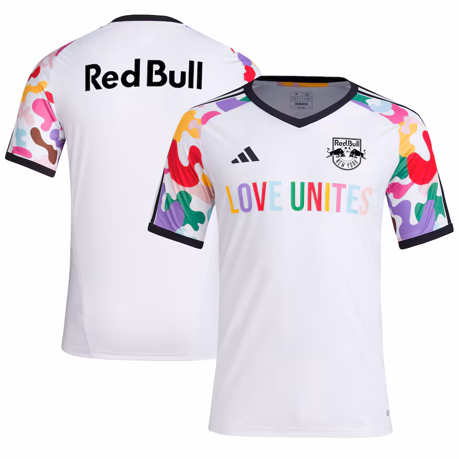 Men's New York Red Bulls  adidas White 2023 Pride Pre-Match Top - Ujersey