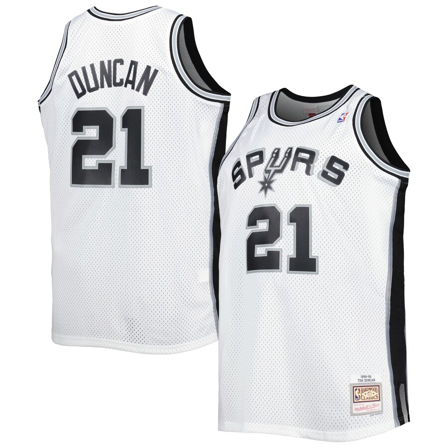Men's San Antonio Spurs Tim Duncan Mitchell & Ness White Big & Tall Hardwood Classics 1998/99 Swingman Jersey - Ujersey