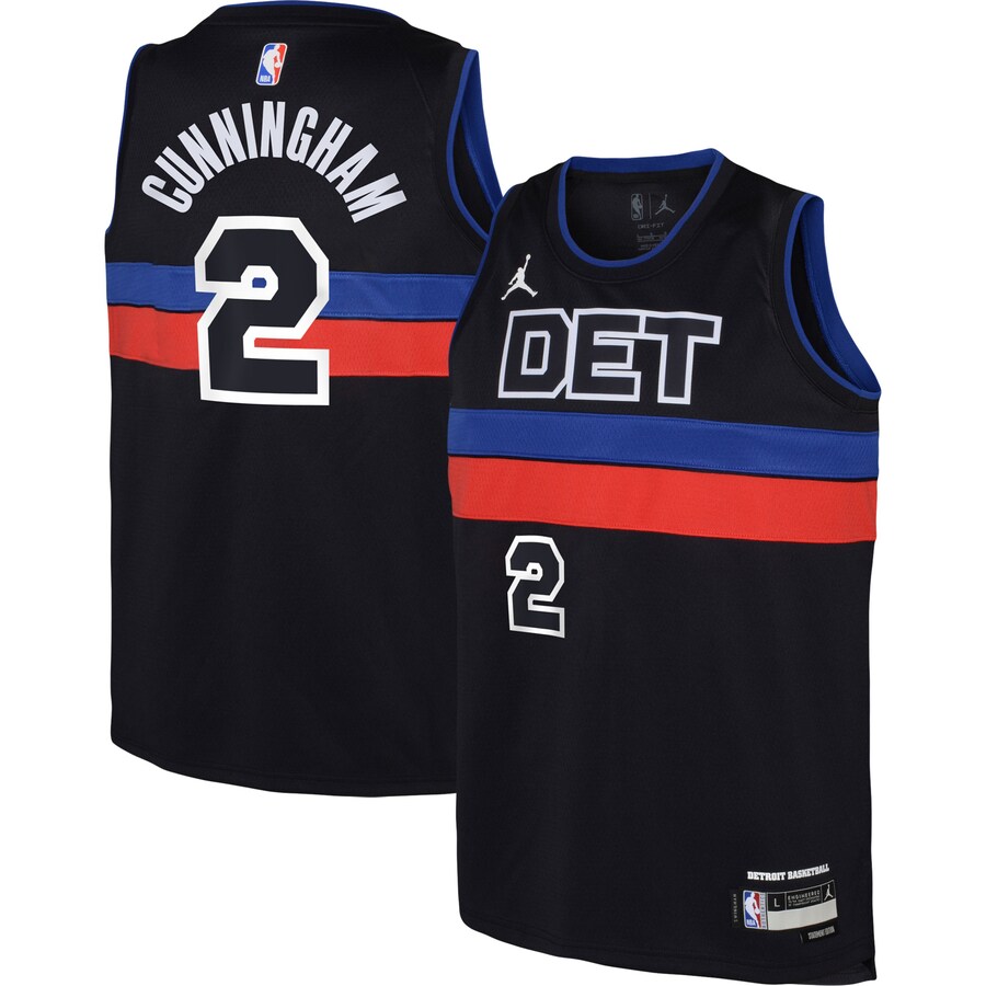 Youth Detroit Pistons Cade Cunningham Jordan Brand Black Swingman Jersey - Statement Edition - Ujersey