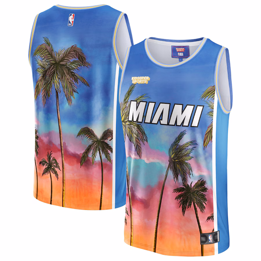 Unisex Miami Heat NBA & KidSuper Studios by Fanatics Blue Hometown Jersey - Ujersey