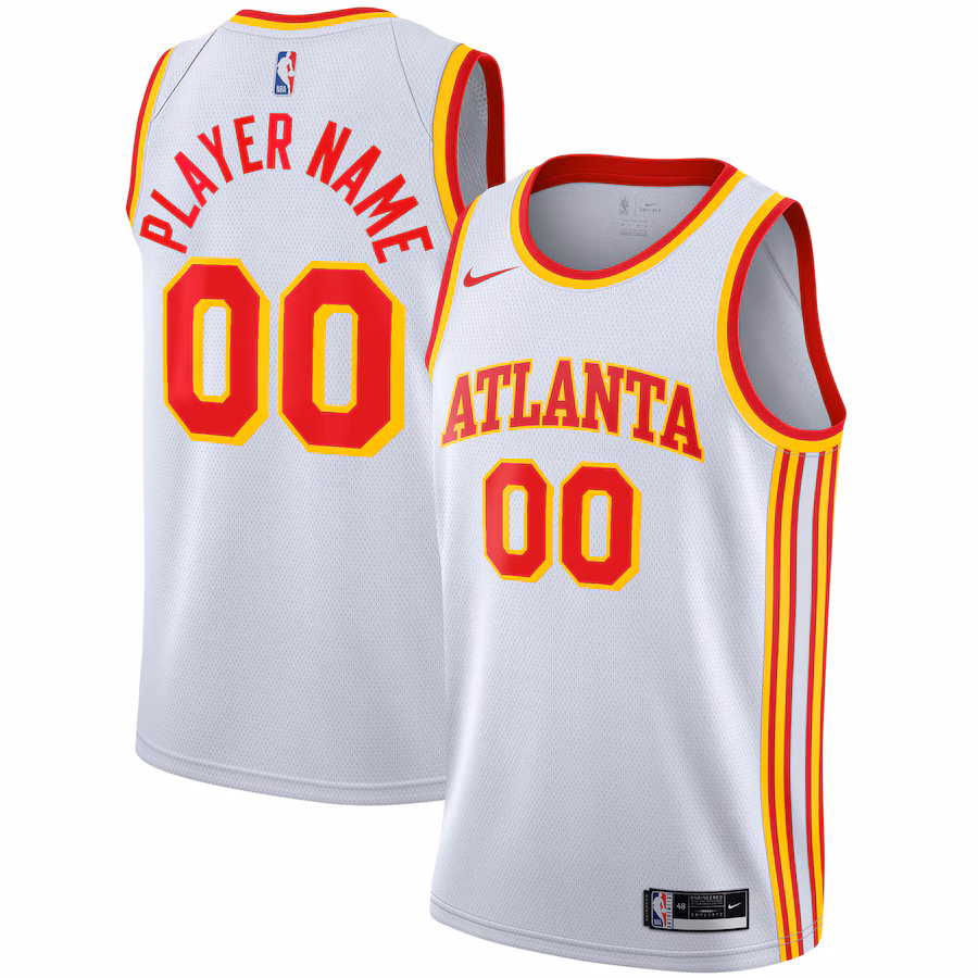 Men's Atlanta Hawks Nike White 2020/21 Swingman Custom Jersey - Association Edition - Ujersey
