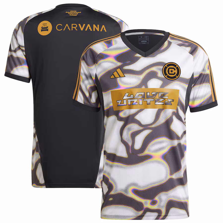 Men's Chicago Fire adidas Black 2024 Pride Pre-Match Top - Ujersey