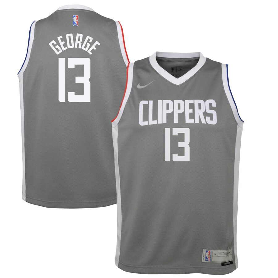 Youth LA Clippers Paul George Nike Gray 2020/21 Swingman Player Jersey - Earned Edition - Ujersey
