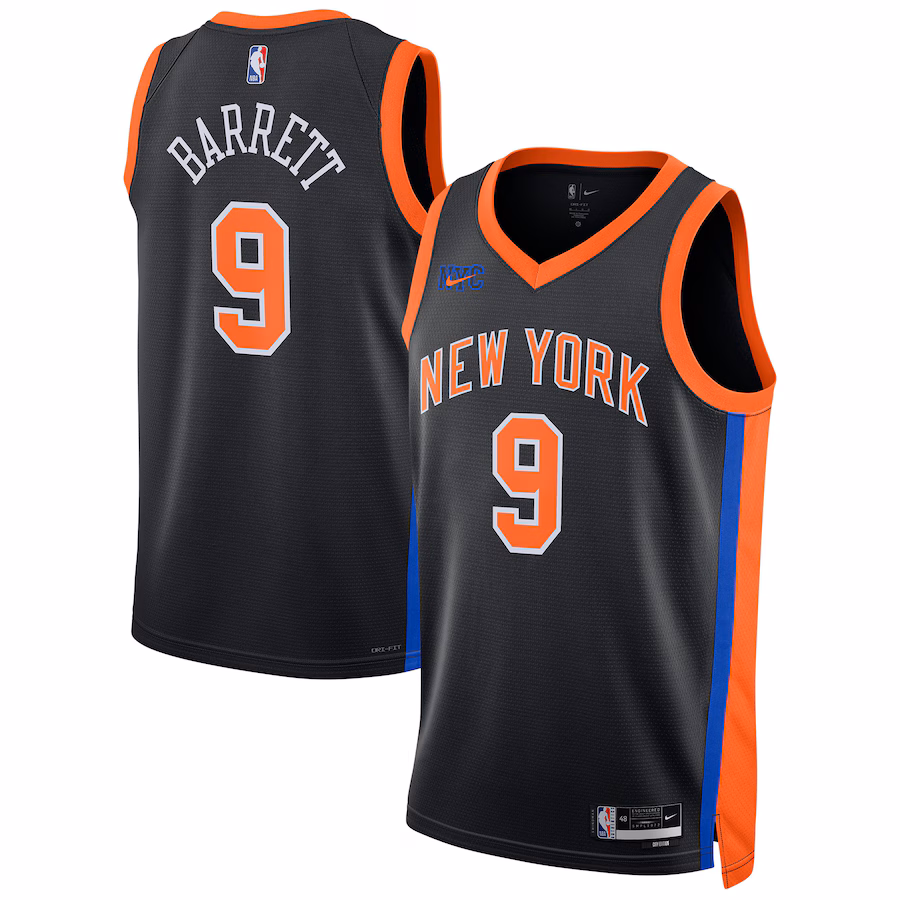 Unisex New York Knicks RJ Barrett Nike Black 2022/23 Swingman Jersey - City Edition - Ujersey