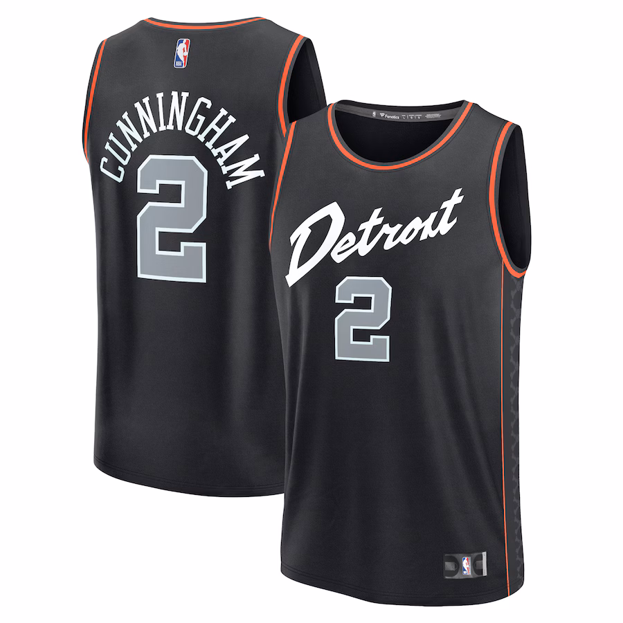 Men's Detroit Pistons Cade Cunningham Fanatics Black Fast Break Jersey - City Edition - Ujersey
