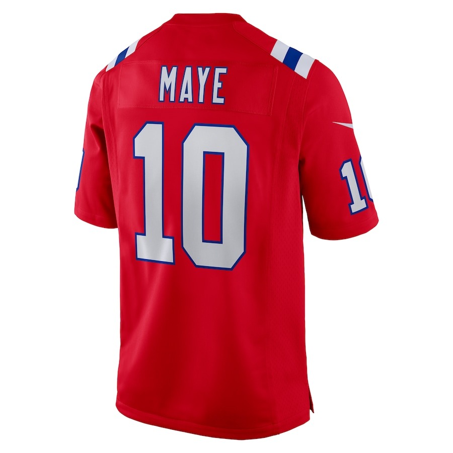 Men's New England Patriots Drake Maye Nike Red 2024 NFL Draft First Round Pick Player Game Jersey - Ujersey