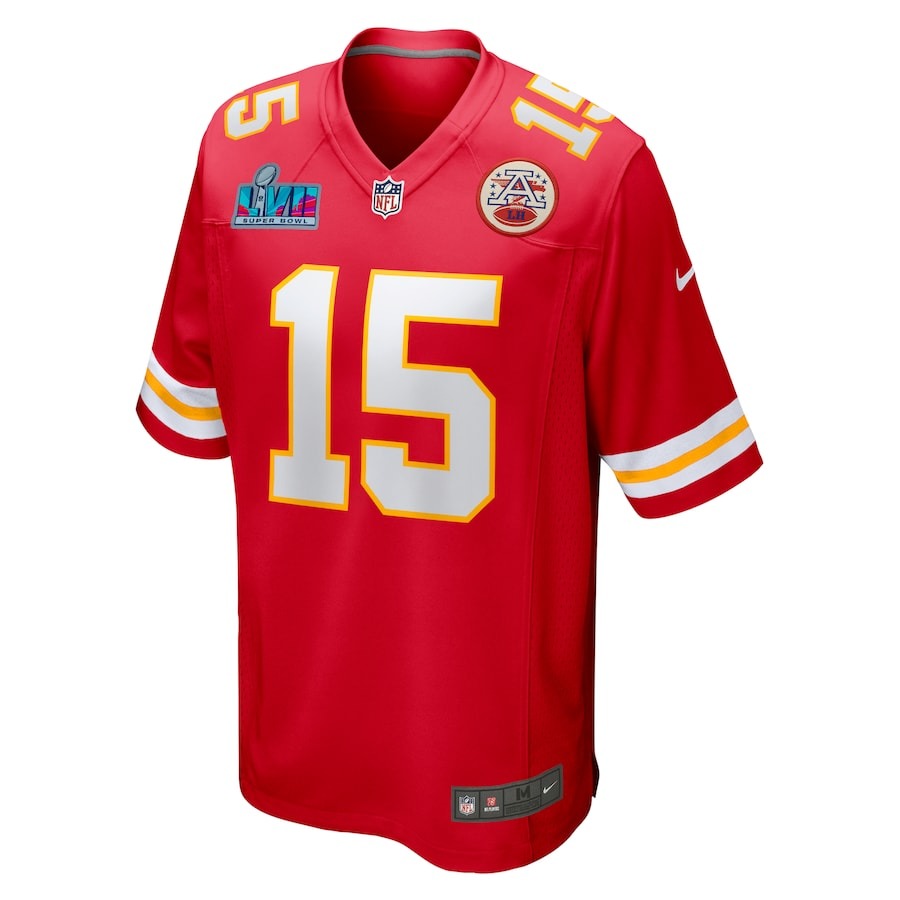 Men's Kansas City Chiefs Patrick Mahomes Nike Red Super Bowl LVII (2022 Season) Patch Game Jersey - Ujersey