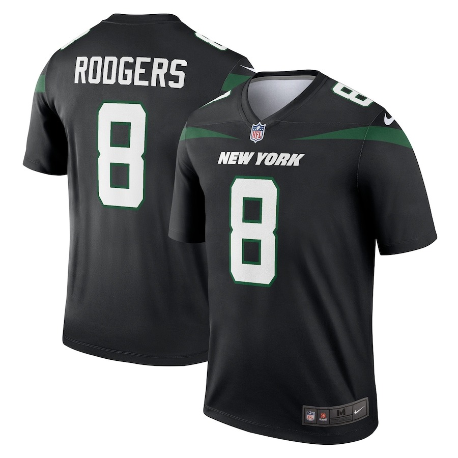 Men's New York Jets Aaron Rodgers Nike Stealth Black Alternate Legend Player Jersey - Ujersey