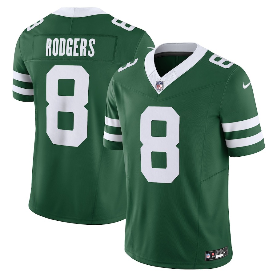 Men's New York Jets Aaron Rodgers Nike Legacy Green Vapor F.U.S.E. Limited Jersey - Ujersey