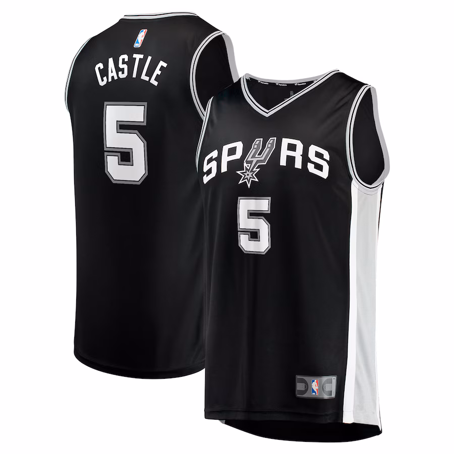 Youth San Antonio Spurs Stephon Castle Fanatics Black 2024 NBA Draft Fast Break Player Jersey - Icon Edition - Ujersey