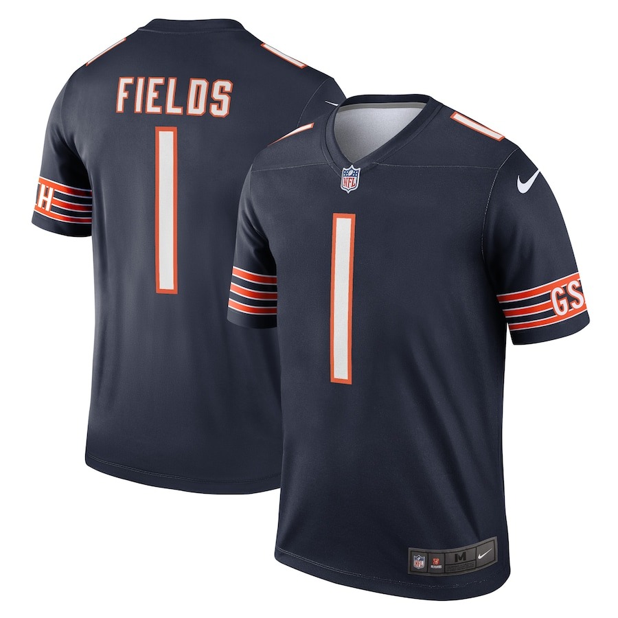 Men's Chicago Bears Justin Fields Nike Navy Legend Jersey - Ujersey