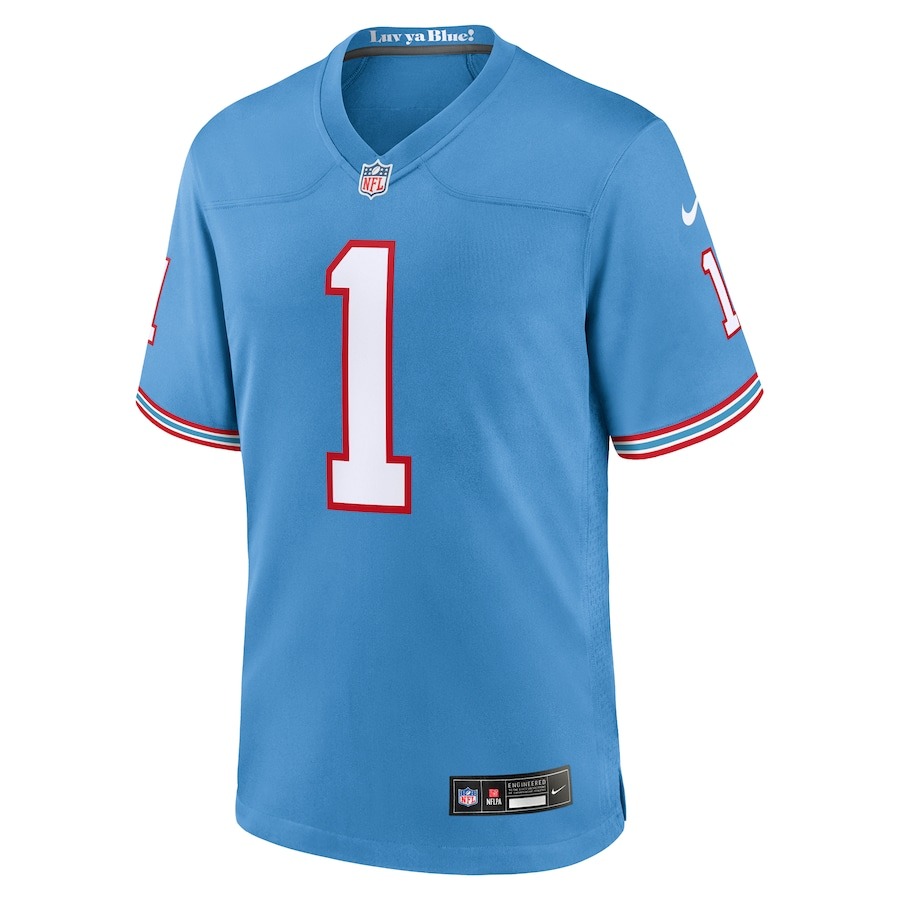 Men's Tennessee Titans Warren Moon Nike Light Blue Oilers Throwback Retired Player Game Jersey - Ujersey