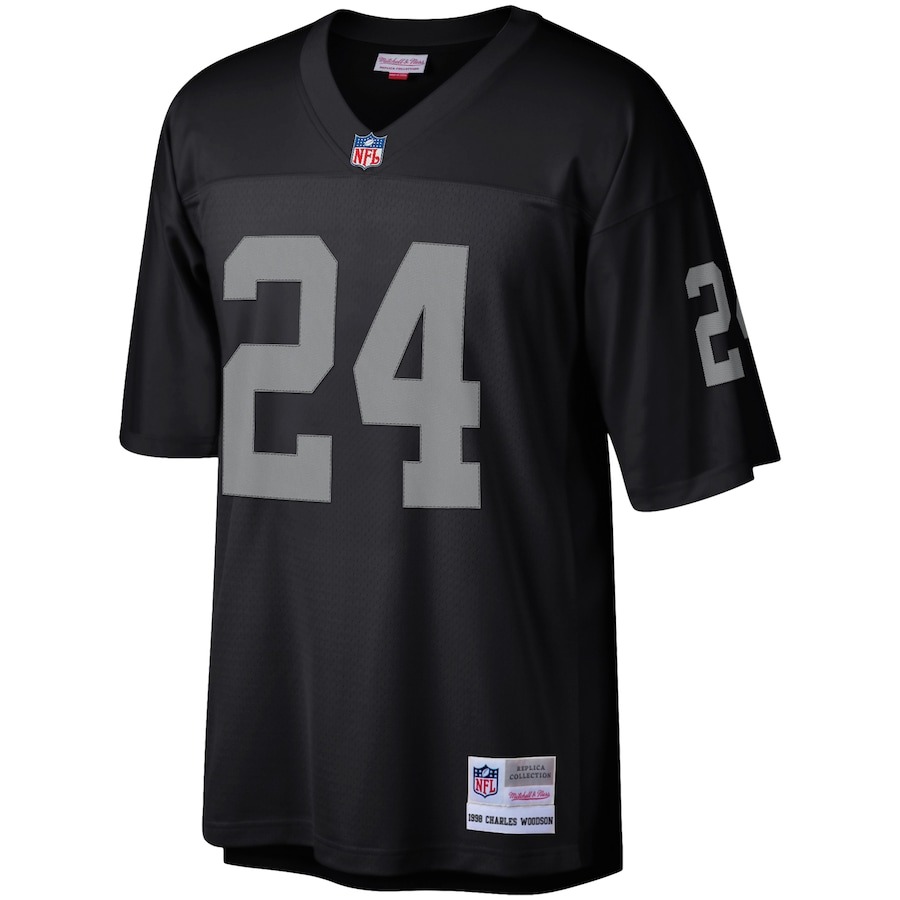 Men's Las Vegas Raiders Charles Woodson Mitchell & Ness Black Legacy Replica Jersey - Ujersey