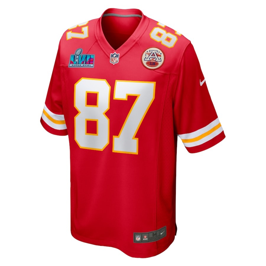 Men's Kansas City Chiefs Travis Kelce Nike Red Super Bowl LVII (2022 Season) Patch Game Jersey - Ujersey