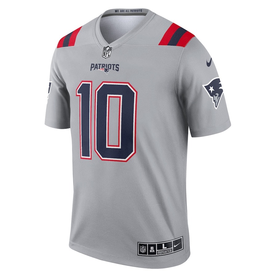 Men's New England Patriots Mac Jones Nike Gray Inverted Legend Jersey - Ujersey