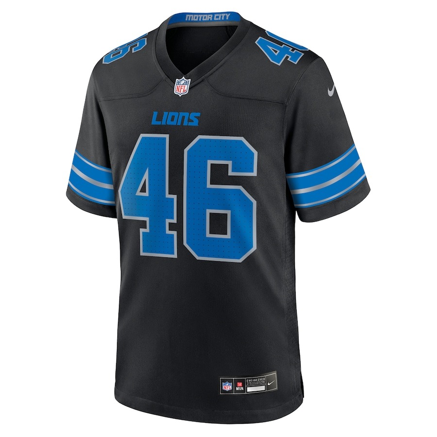 Men's Detroit Lions Jack Campbell Nike Black 2nd Alternate Game Jersey - Ujersey
