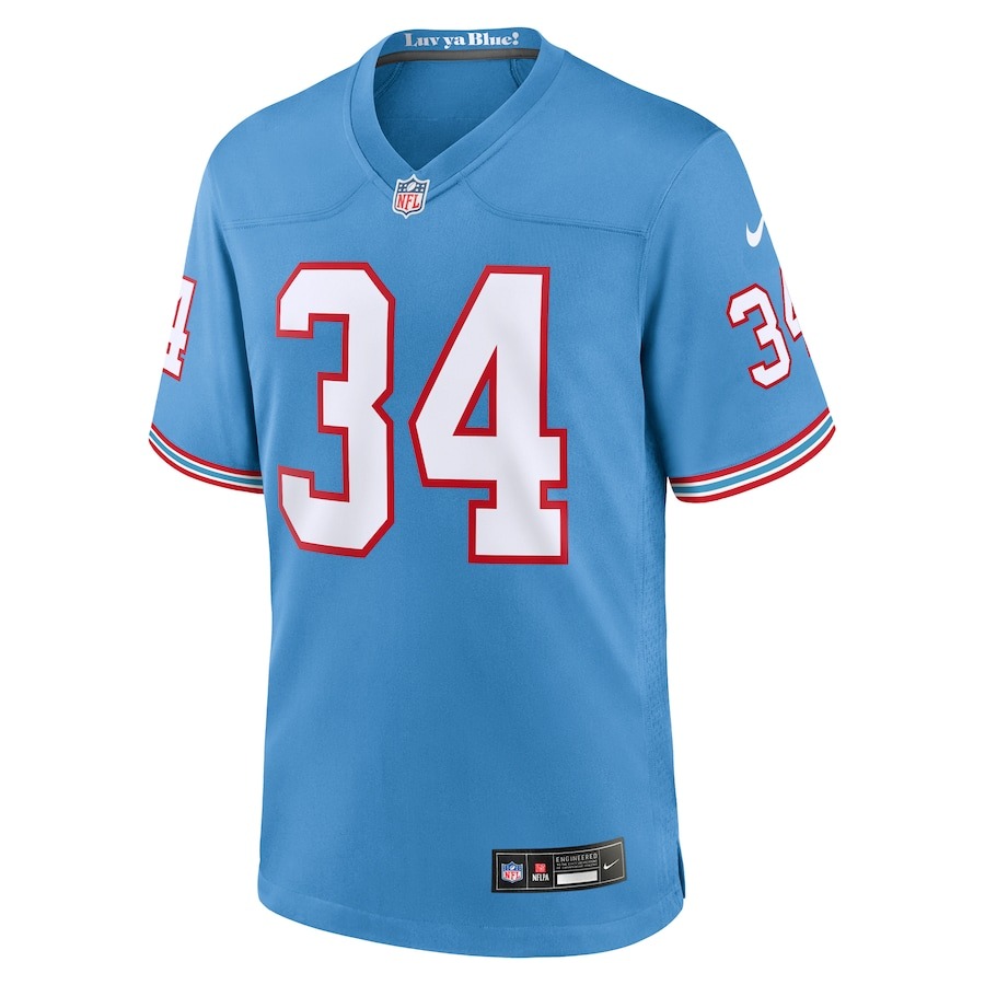 Men's Tennessee Titans Earl Campbell Nike Light Blue Oilers Throwback Retired Player Game Jersey - Ujersey