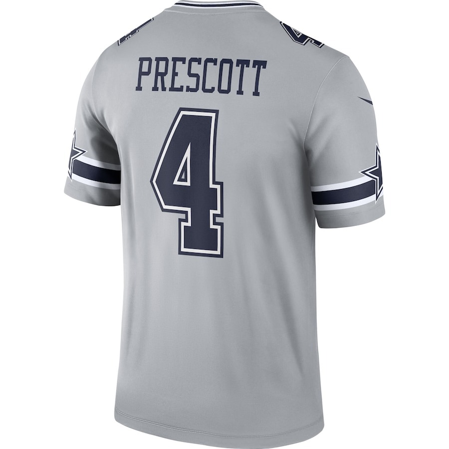 Men's Dallas Cowboys Dak Prescott Nike Gray Inverted Legend Jersey - Ujersey