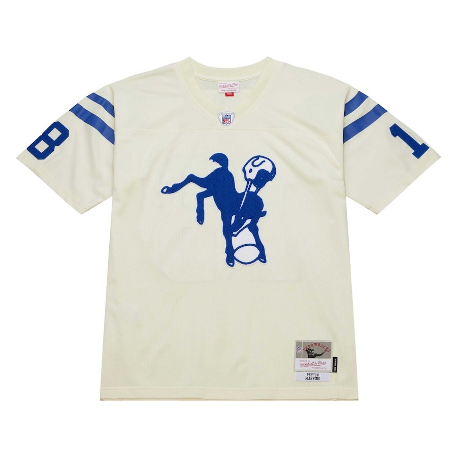 Men's Indianapolis Colts Peyton Manning Mitchell & Ness Cream Chainstitch Legacy Jersey - Ujersey