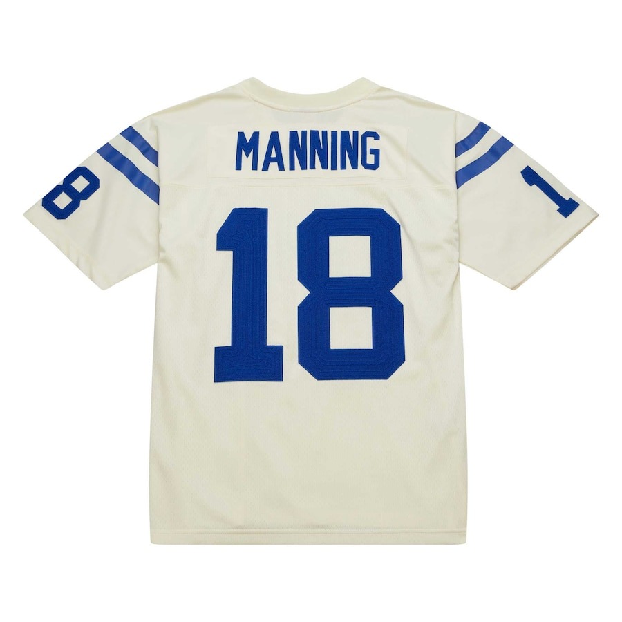 Men's Indianapolis Colts Peyton Manning Mitchell & Ness Cream Chainstitch Legacy Jersey - Ujersey