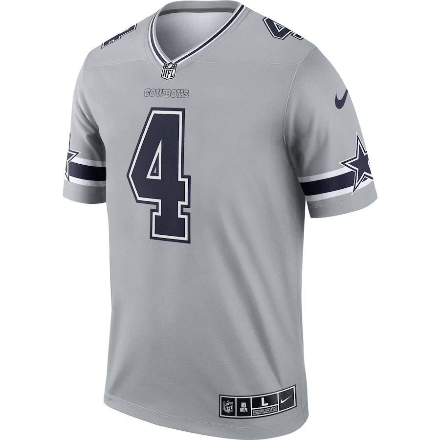 Men's Dallas Cowboys Dak Prescott Nike Gray Inverted Legend Jersey - Ujersey