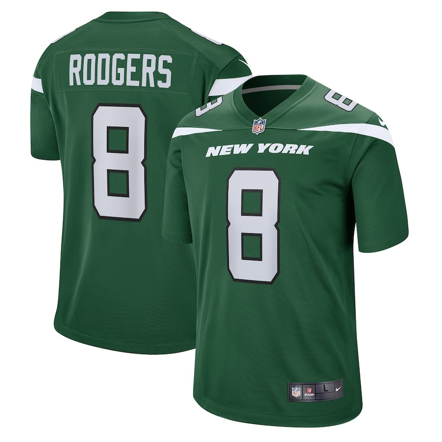 Men's New York Jets Aaron Rodgers Nike Gotham Green Game Jersey - Ujersey