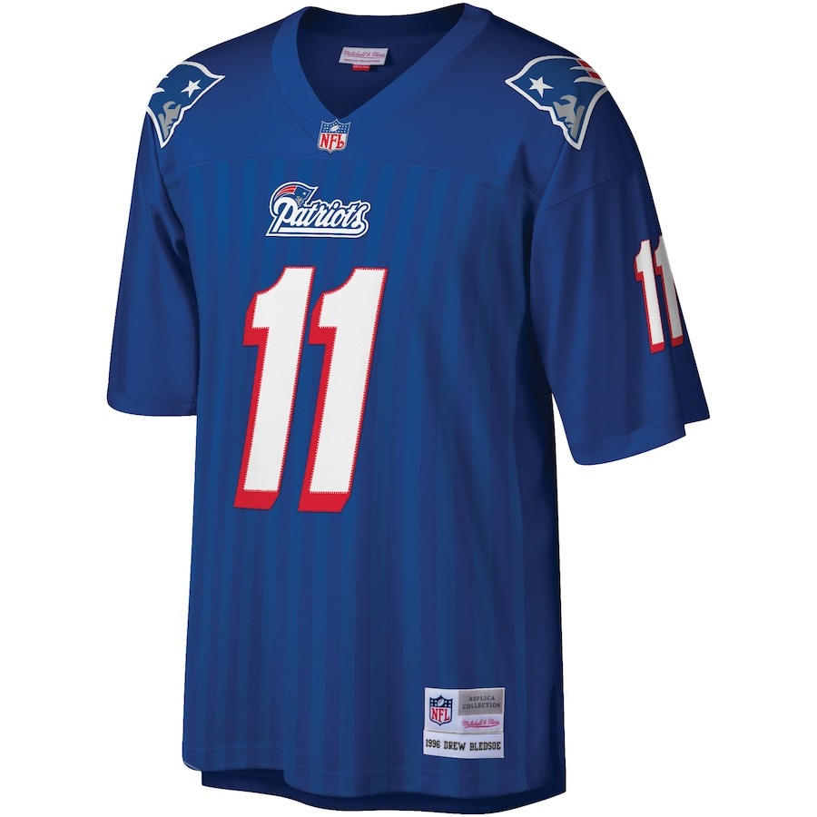 Men's New England Patriots Drew Bledsoe Mitchell & Ness Royal Legacy Replica Jersey - Ujersey