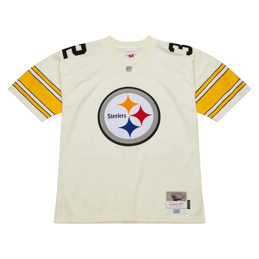 Men's Pittsburgh Steelers Franco Harris Mitchell & Ness Cream Chainstitch Legacy Jersey - Ujersey