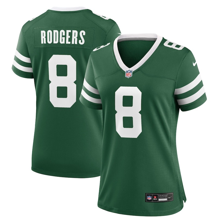 Women's New York Jets Aaron Rodgers Nike Legacy Green Game Jersey - Ujersey