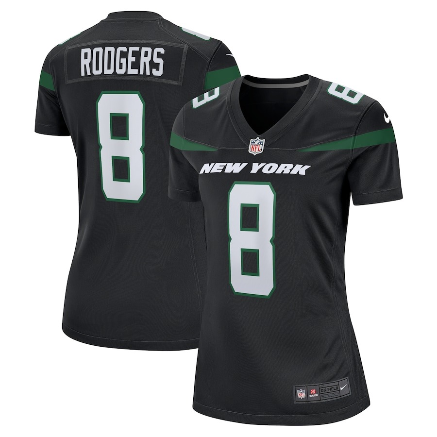 Women's New York Jets Aaron Rodgers Nike Black Player Jersey - Ujersey