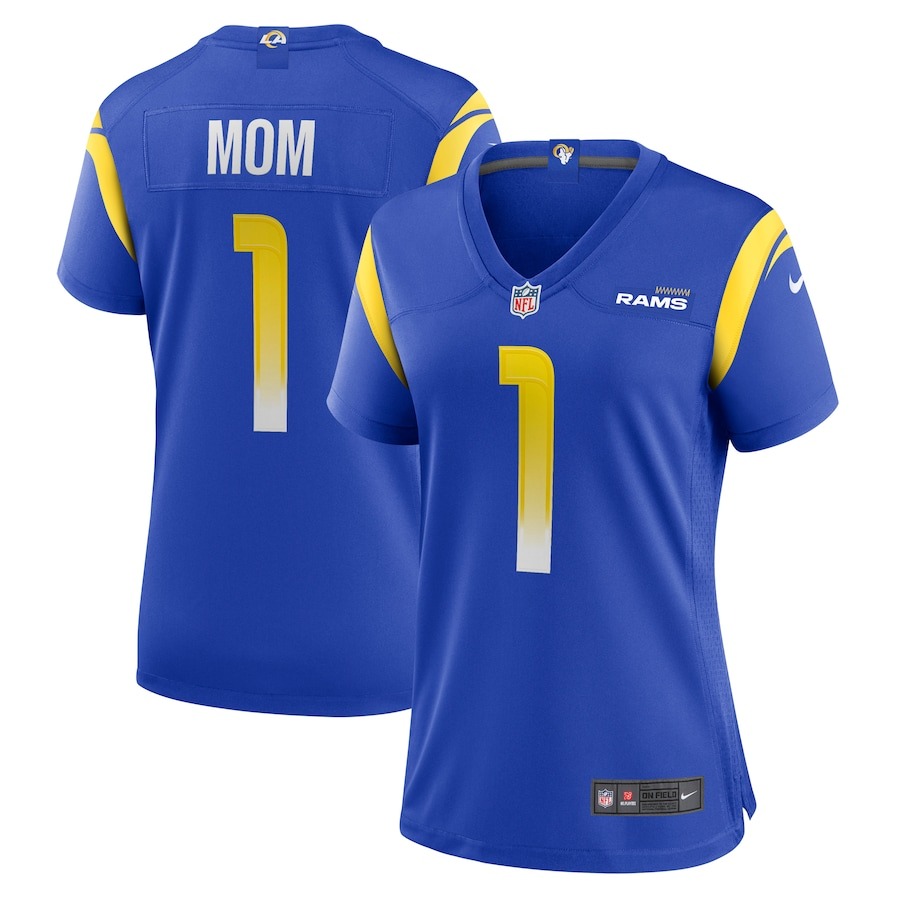 Women's Los Angeles Rams Number 1 Mom Nike Royal Game Jersey - Ujersey