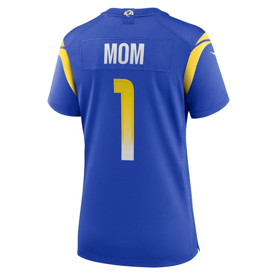 Women's Los Angeles Rams Number 1 Mom Nike Royal Game Jersey - Ujersey