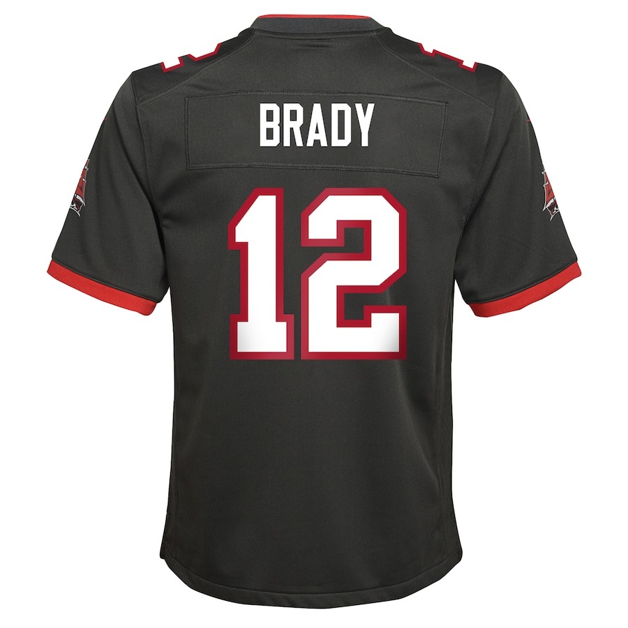 Youth Tampa Bay Buccaneers Tom Brady Nike Pewter Alternate Game Jersey - Ujersey