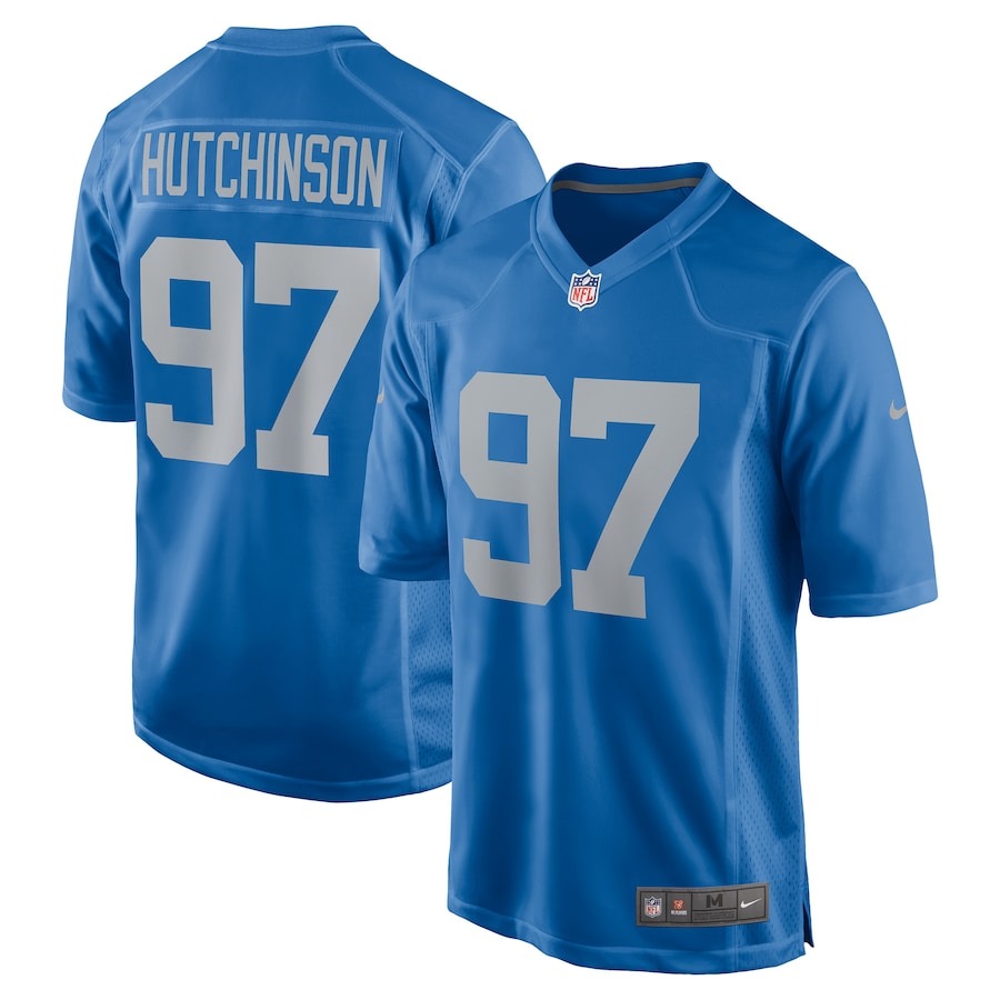Men's Detroit Lions Aidan Hutchinson Nike Blue Player Game Jersey - Ujersey