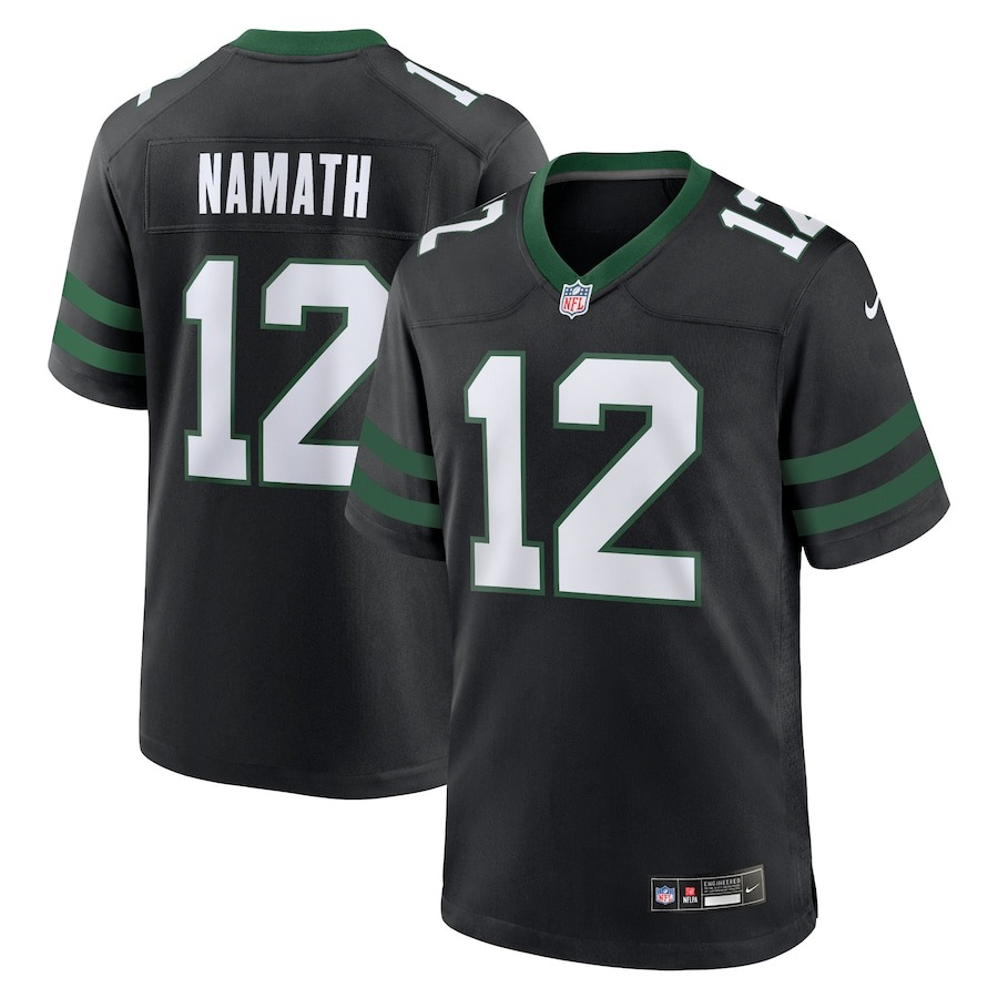 Men's New York Jets Joe Namath Nike Legacy Black Alternate Retired Player Game Jersey - Ujersey