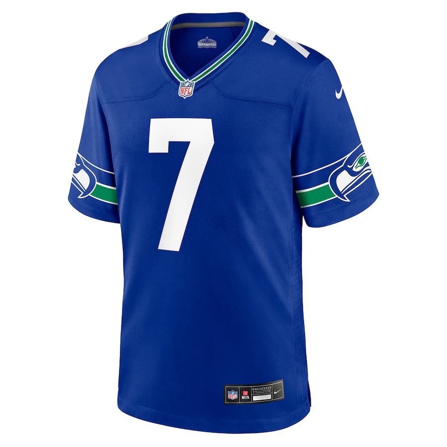 Men's Seattle Seahawks Geno Smith Nike Royal Throwback Player Game Jersey - Ujersey