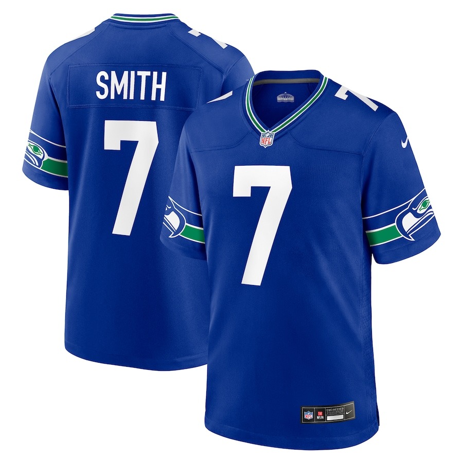 Men's Seattle Seahawks Geno Smith Nike Royal Throwback Player Game Jersey - Ujersey