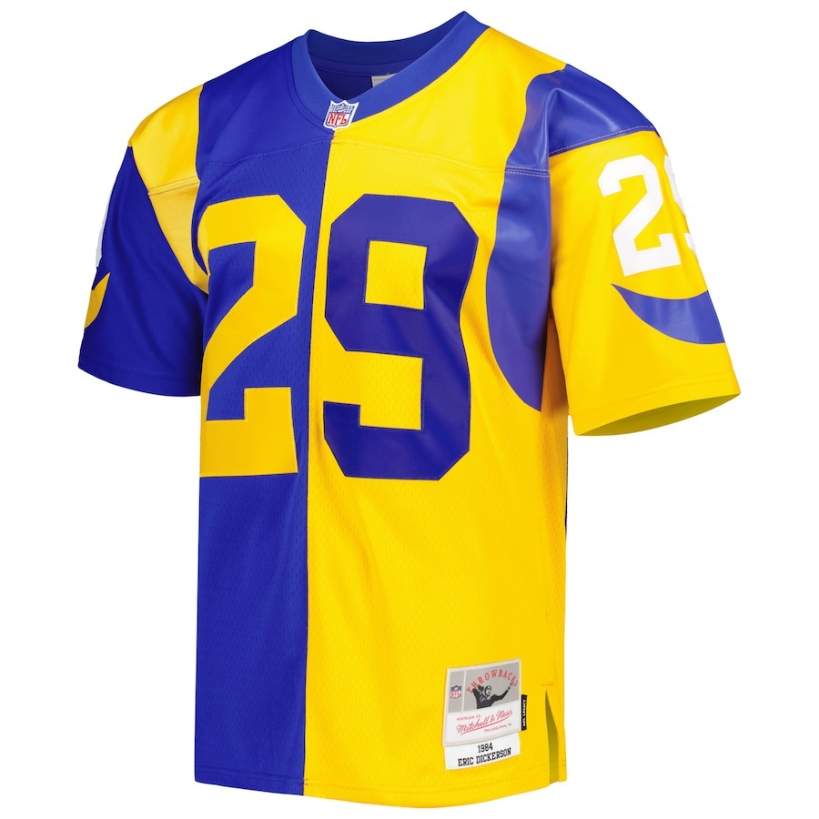 Men's Los Angeles Rams Eric Dickerson Mitchell & Ness Royal/Gold 1984 Split Legacy Replica Jersey - Ujersey