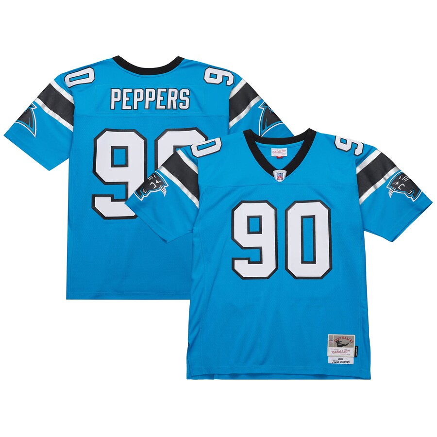 Men's Carolina Panthers Julius Peppers Mitchell & Ness Blue  Legacy Replica Jersey - Ujersey