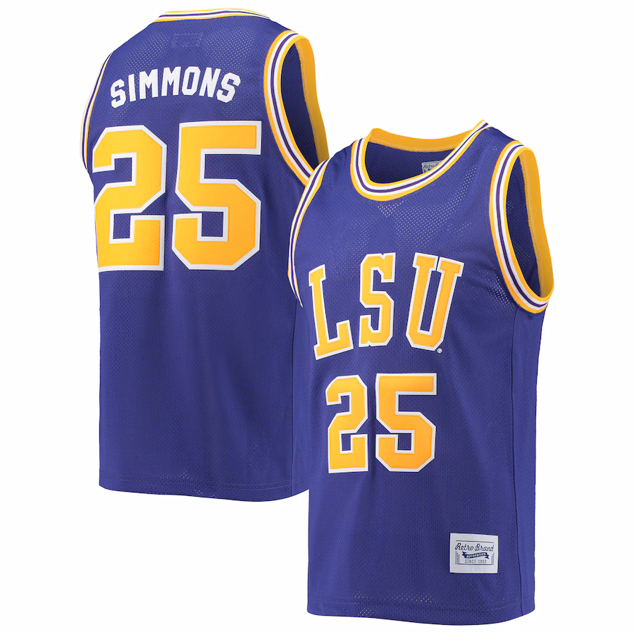Ben Simmons LSU Tigers Original Retro Brand Commemorative Classic Basketball Jersey - Purple - Ujersey