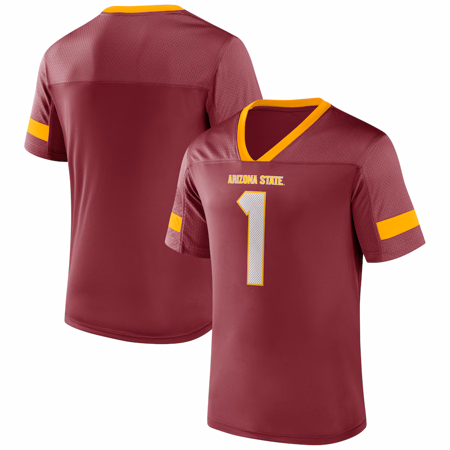 Arizona State Sun Devils Fanatics #1 Kickoff Winner Replica Jersey - Garnet - Ujersey