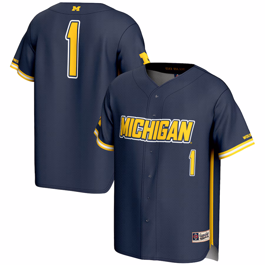 #1 Michigan Wolverines GameDay Greats Youth Lightweight Baseball Fashion Jersey - Navy - Ujersey