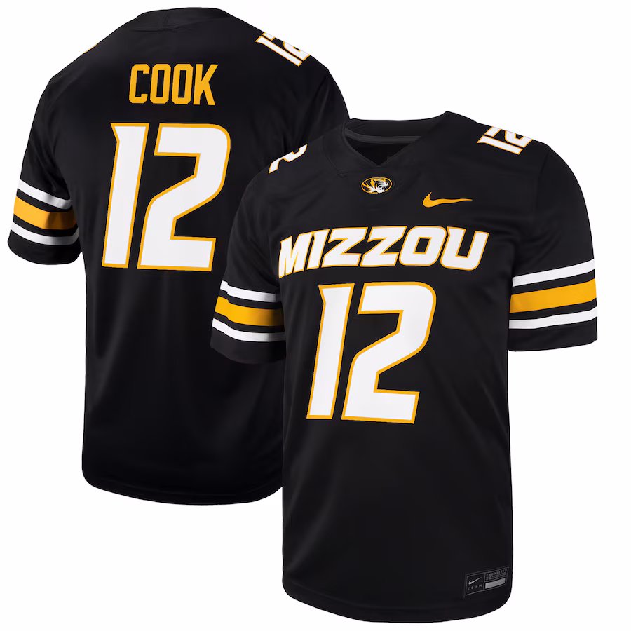 Brady Cook Missouri Tigers Nike NIL Football Player Jersey - Black - Ujersey