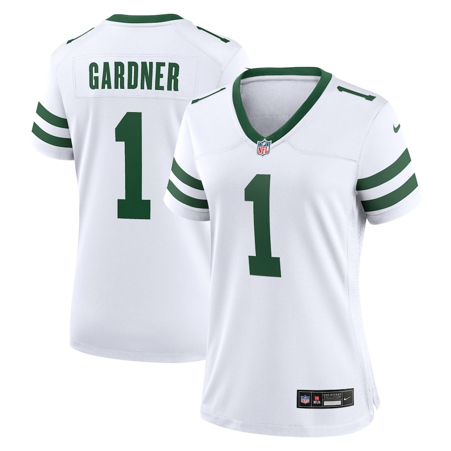 Women's New York Jets Ahmad Sauce Gardner Nike Legacy White Game Player Jersey - Ujersey