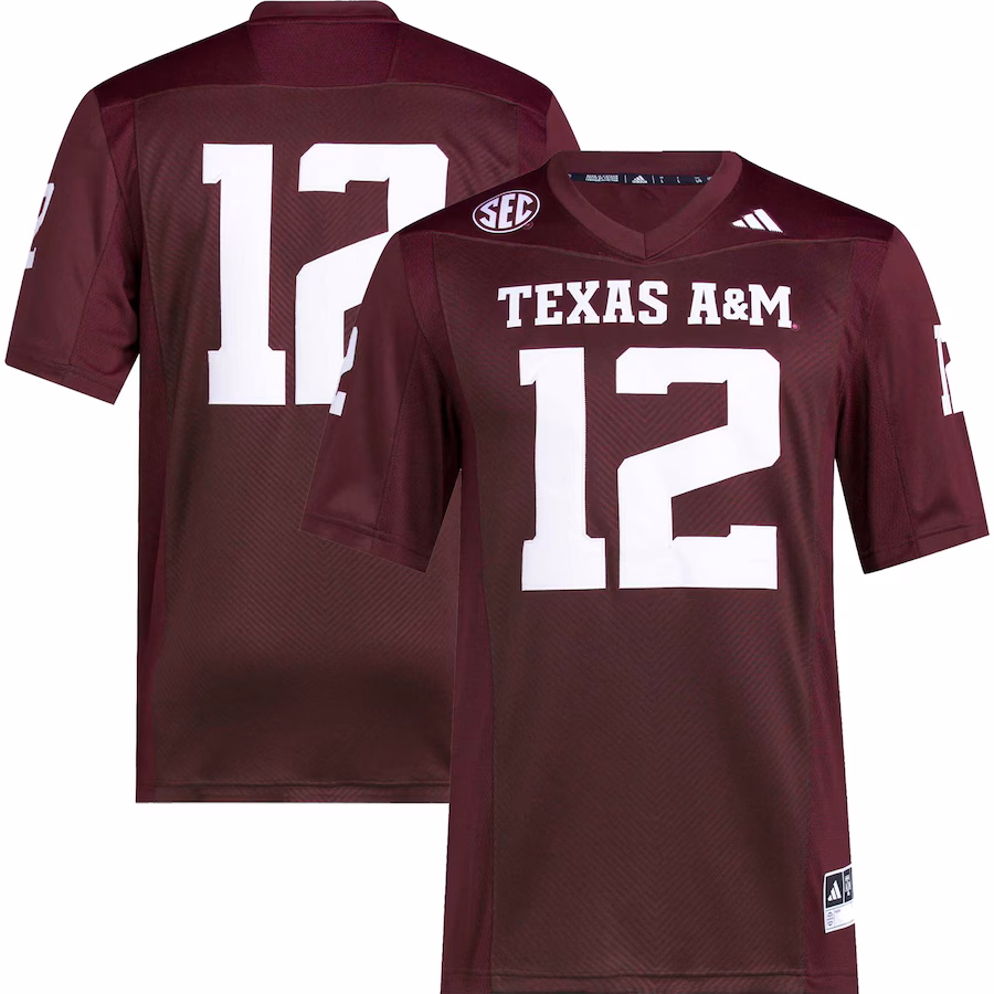 #12 Texas A&M Aggies adidas Premier Football Jersey - Maroon - Ujersey